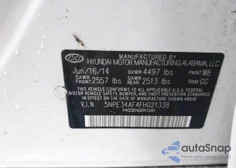 2015 Hyundai Sonata Sport z USA, uszkodzony, nr VIN 5NPE34AF4FH021338